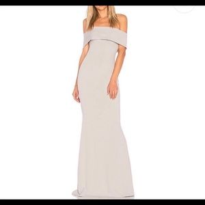 KATIE MAY LEGACY EVENING DRESS IN DOVE off-shoulder gown size 0